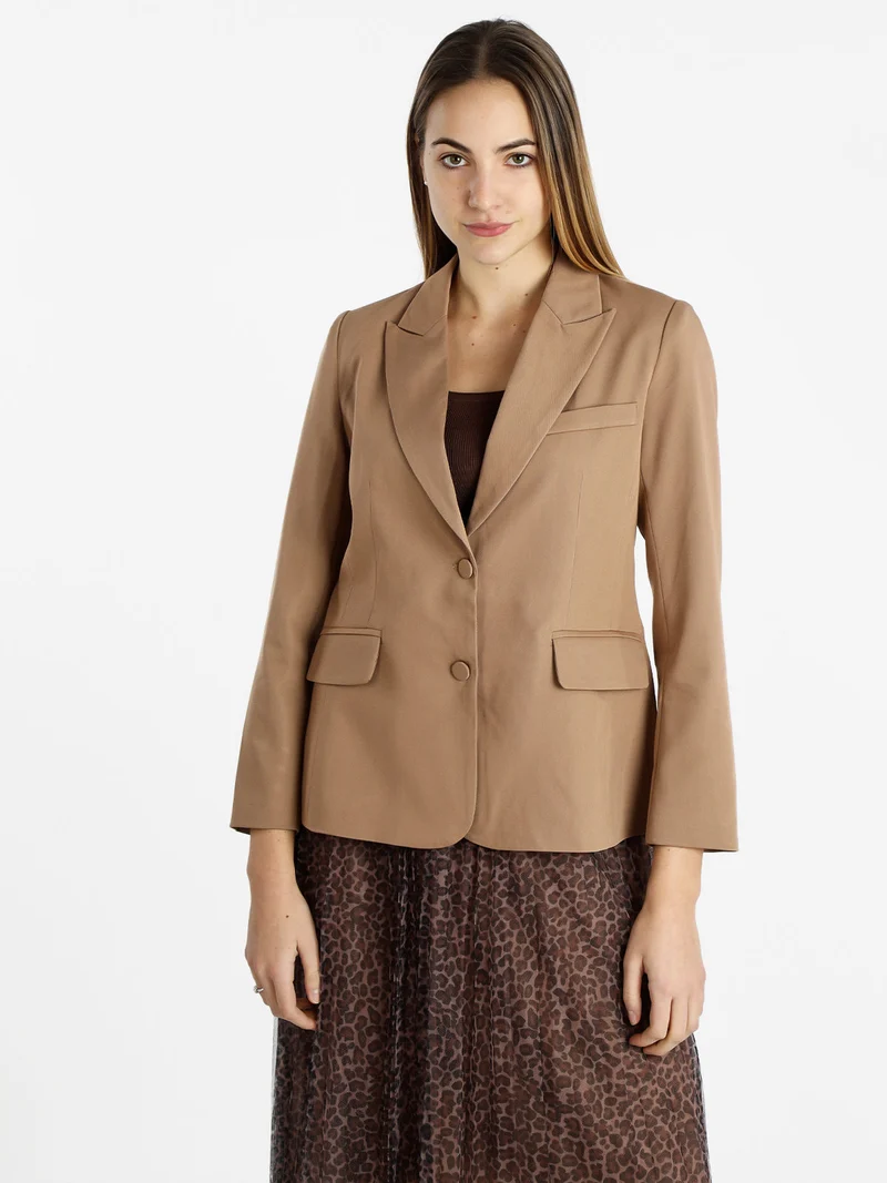Blazer classico da donna tinta unita - cammello
