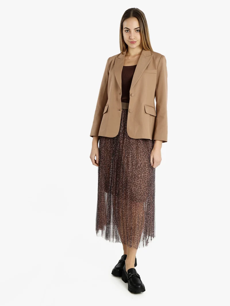 Blazer classico da donna tinta unita - cammello