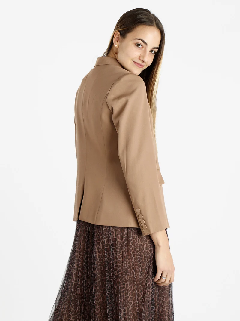 Blazer classico da donna tinta unita - cammello