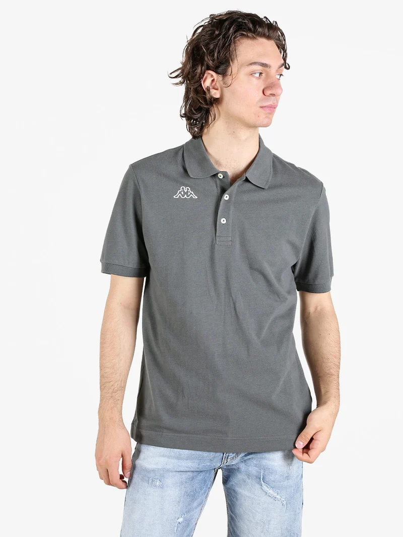 Polo da uomo in cotone a manica corta con logo - grigio scuro