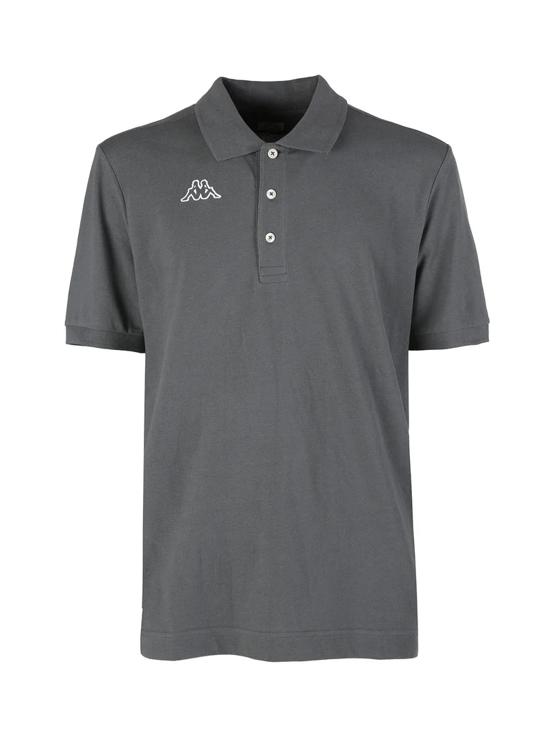 Polo da uomo in cotone a manica corta con logo - grigio scuro
