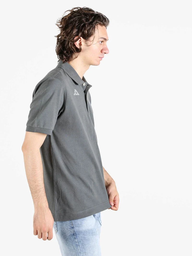 Polo da uomo in cotone a manica corta con logo - grigio scuro