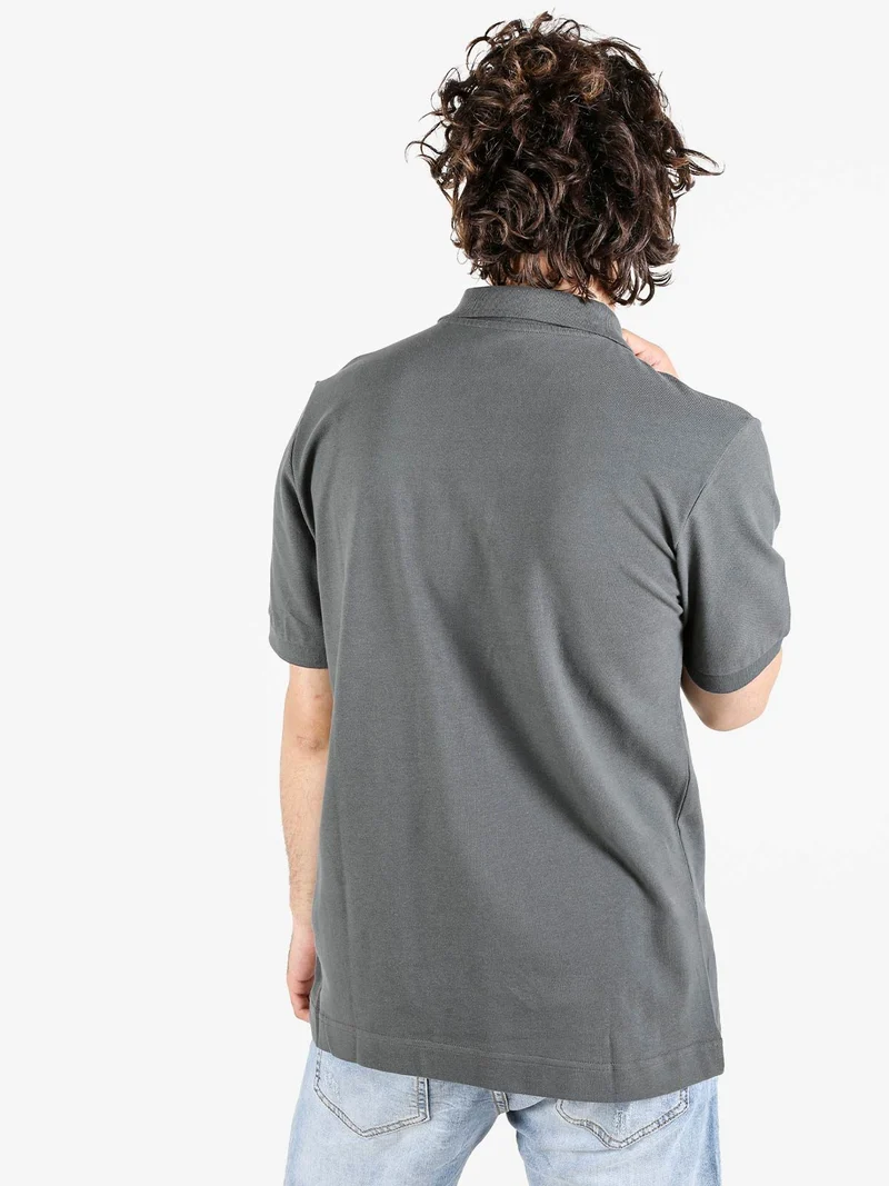 Polo da uomo in cotone a manica corta con logo - grigio scuro