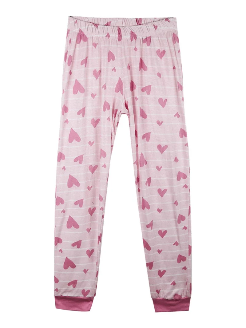 Pigiama lungo da ragazza in cotone - rosa