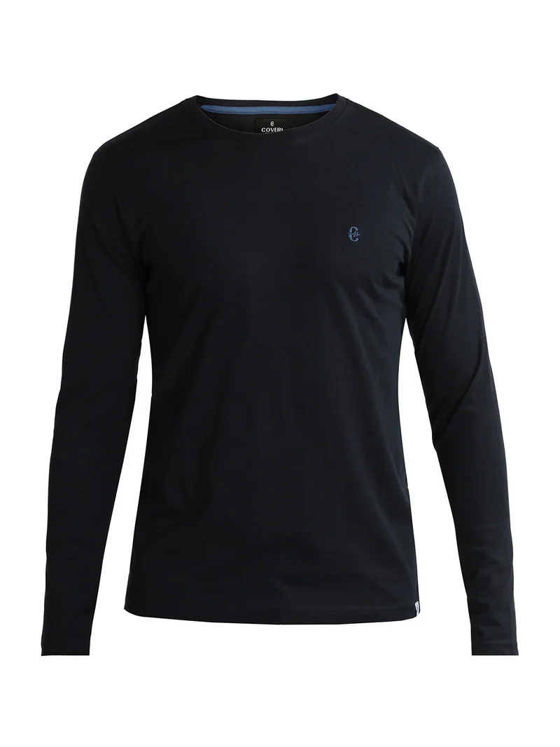 T-shirt uomo a manica lunga in cotone - blu scuro