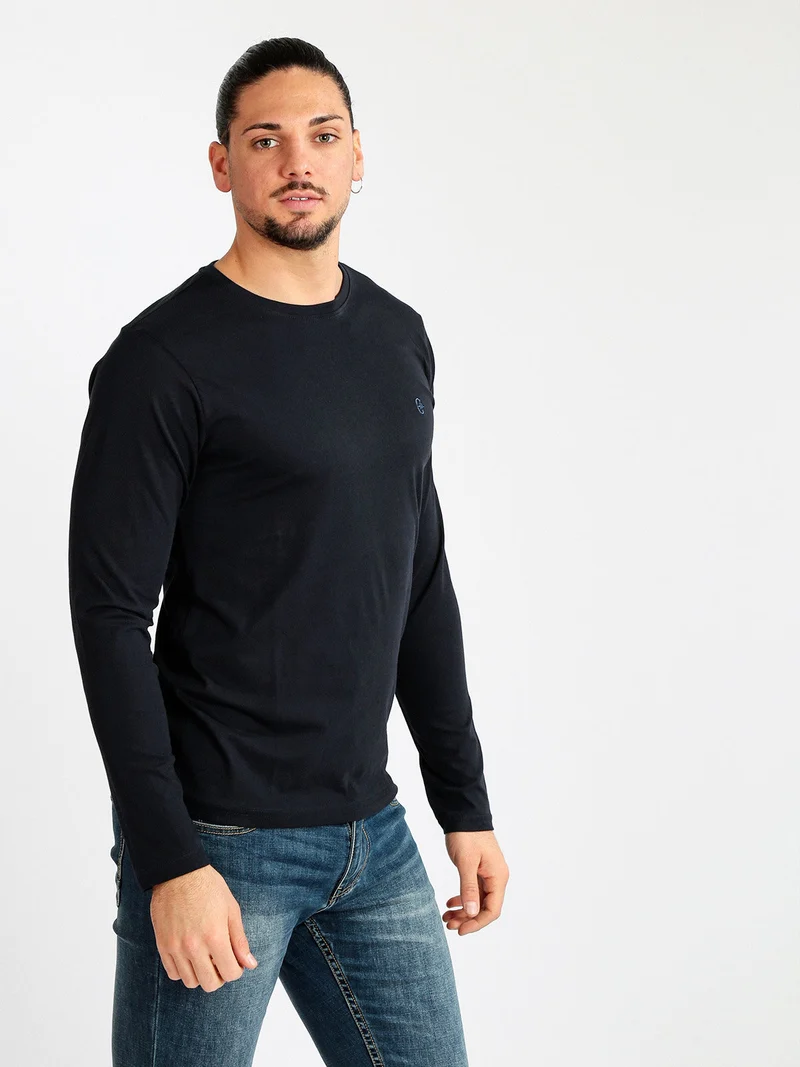 T-shirt uomo a manica lunga in cotone - blu scuro