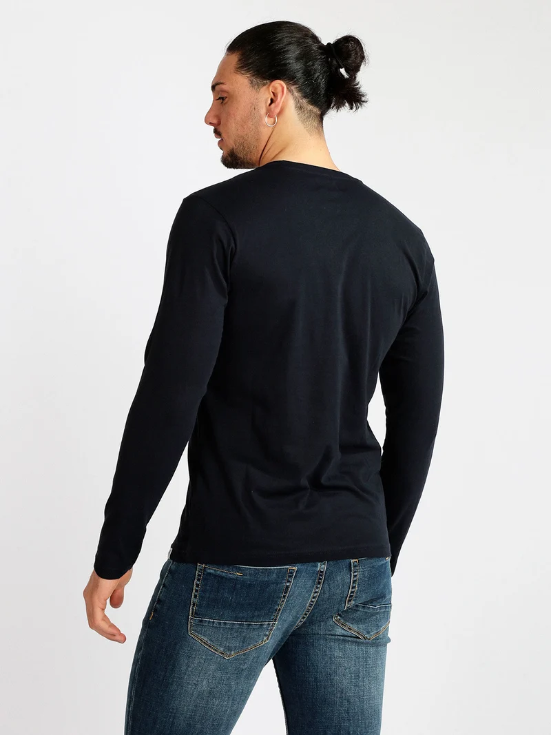 T-shirt uomo a manica lunga in cotone - blu scuro