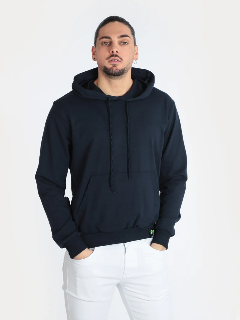 Felpa sportiva da uomo con cappuccio - blu scuro