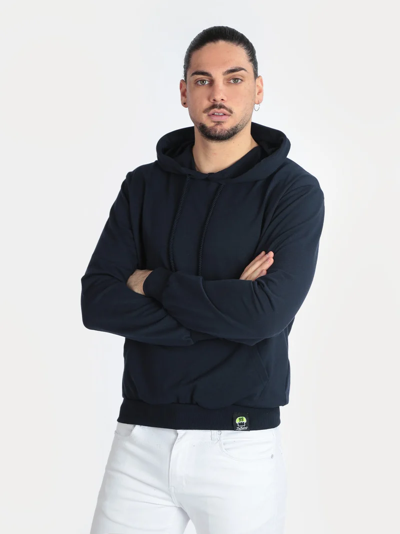 Felpa sportiva da uomo con cappuccio - blu scuro