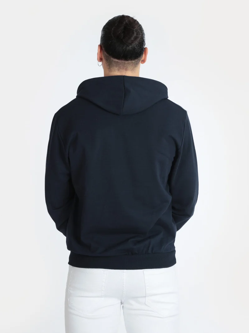Felpa sportiva da uomo con cappuccio - blu scuro