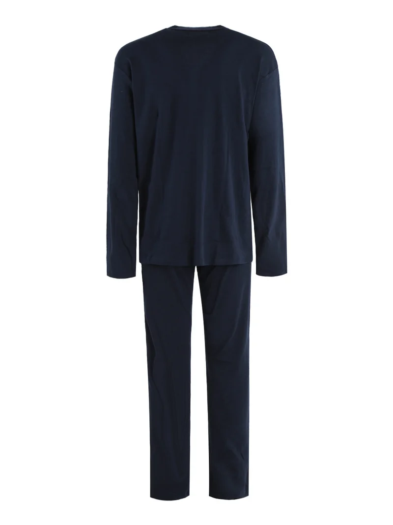 Pigiama aperto da uomo in cotone - blu scuro