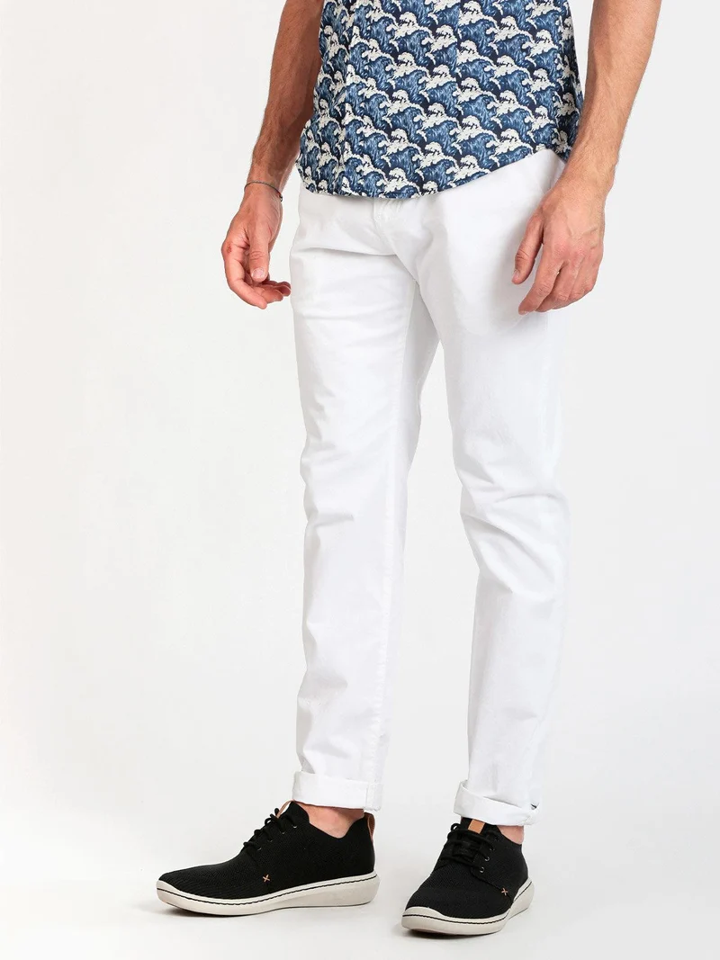 Pantaloni in cotone slim fit - bianco
