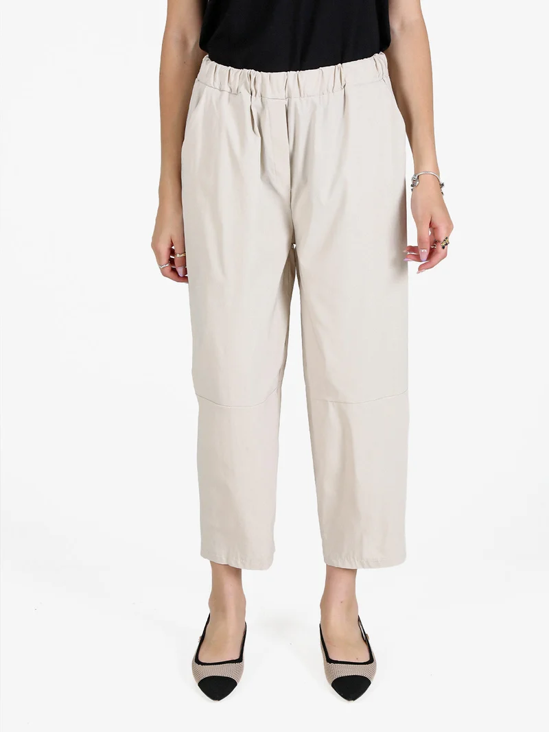 Pantaloni donna a gamba larga - beige