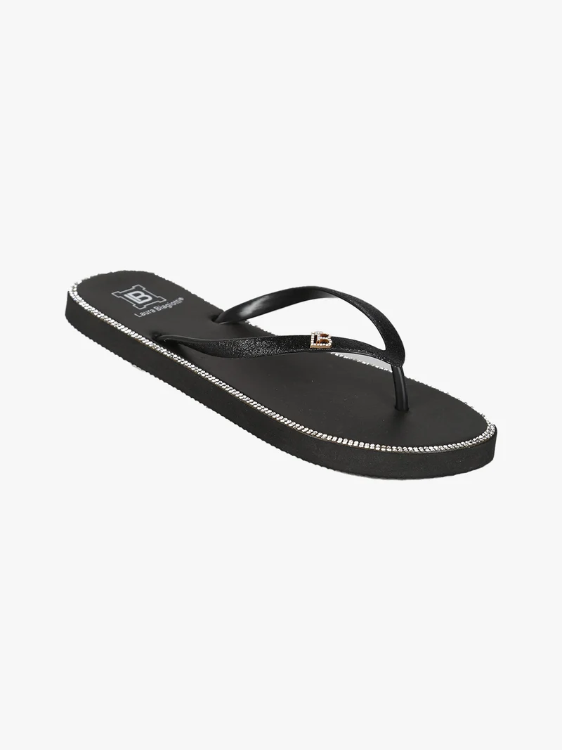 Infradito donna da mare con strass - nero