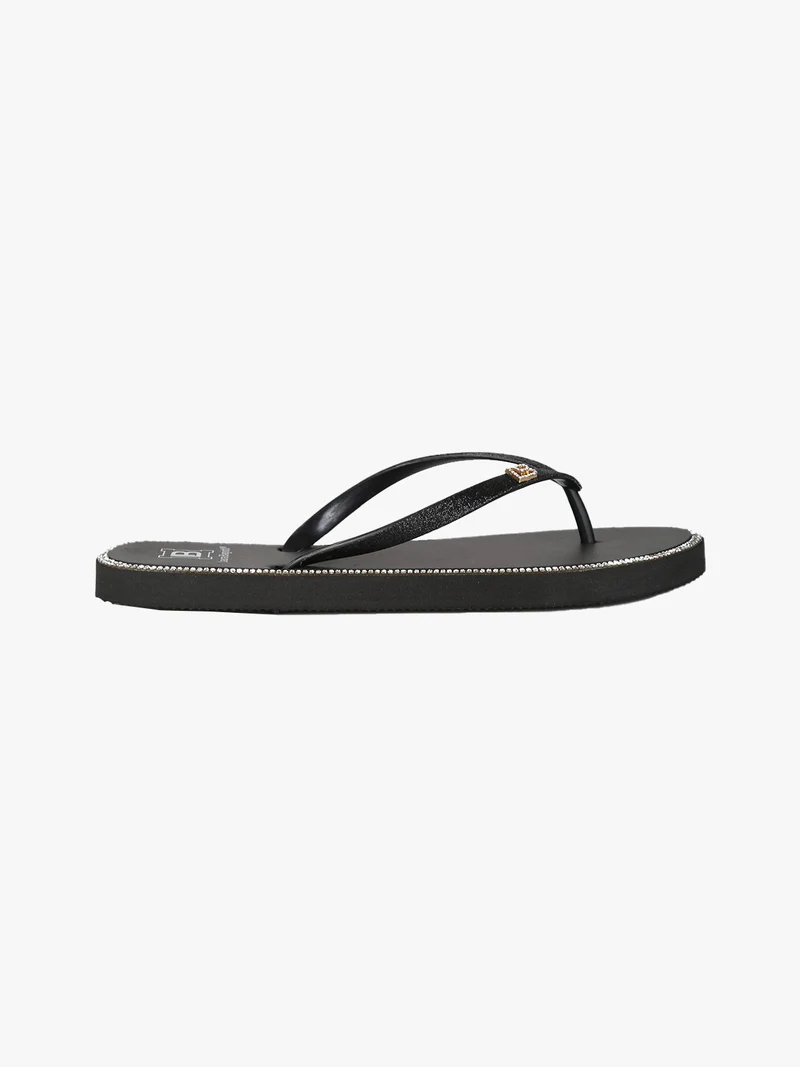 Infradito donna da mare con strass - nero