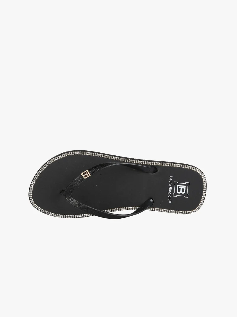 Infradito donna da mare con strass - nero