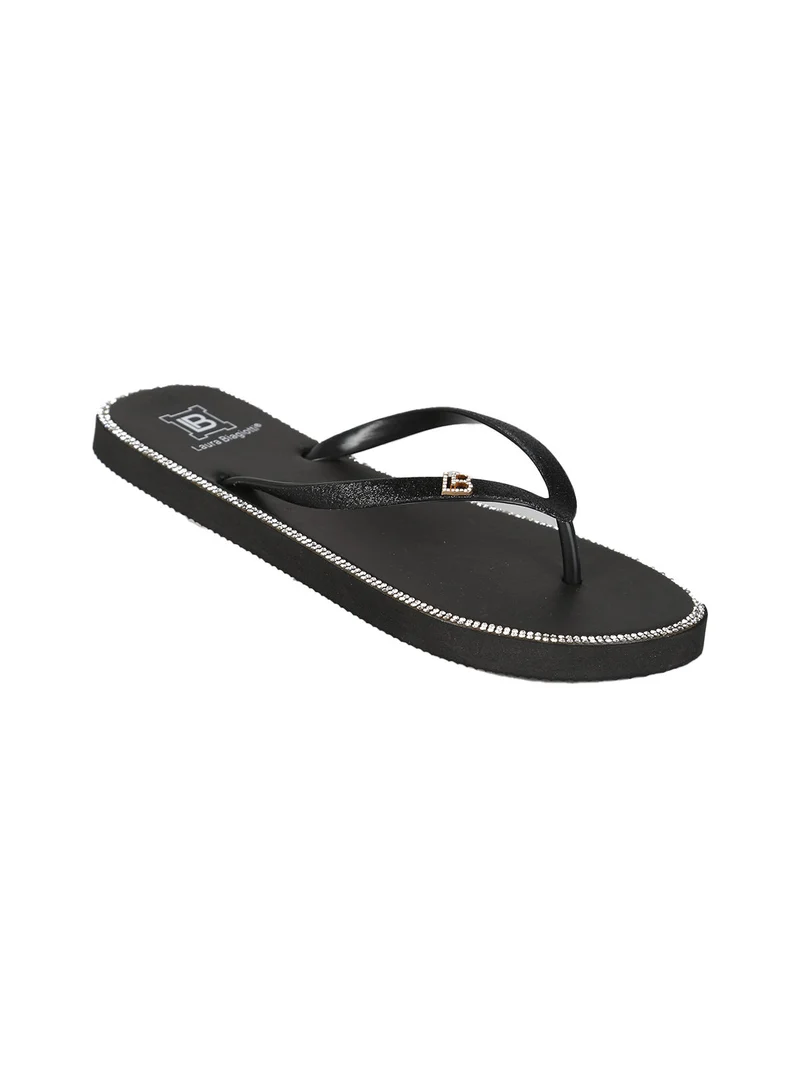 Infradito donna da mare con strass - nero