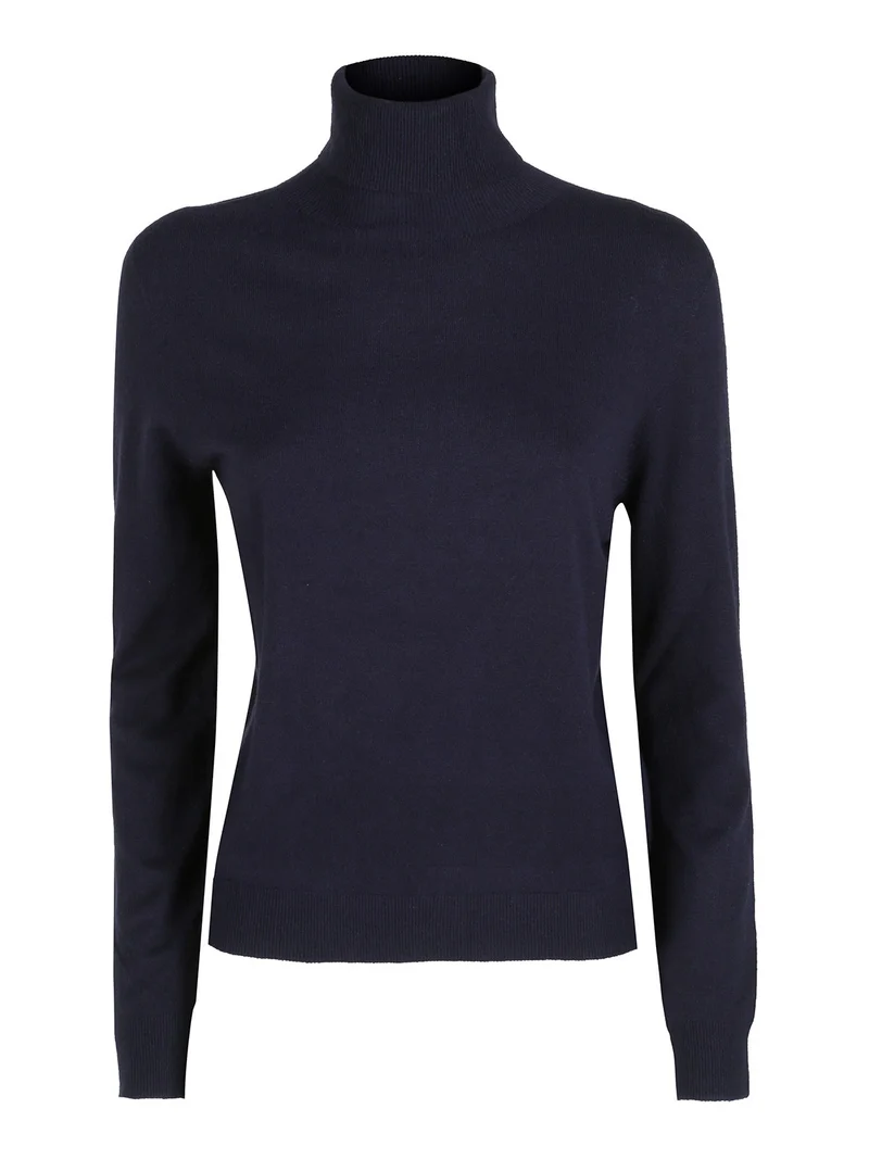 Dolcevita donna in maglia tinta unita - blu scuro