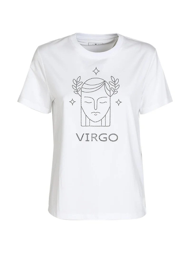 T-shirt manica corta donna segno zodiacale Vergine - bianco