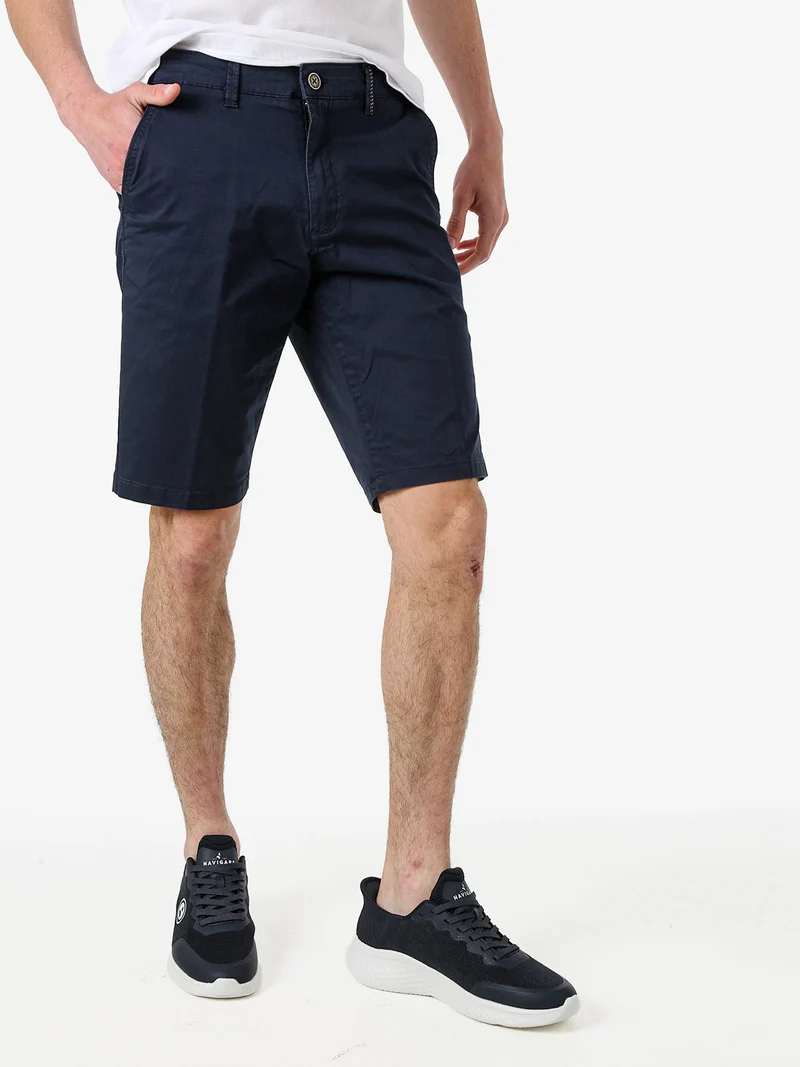 Bermuda da uomo in cotone stretch - blu scuro