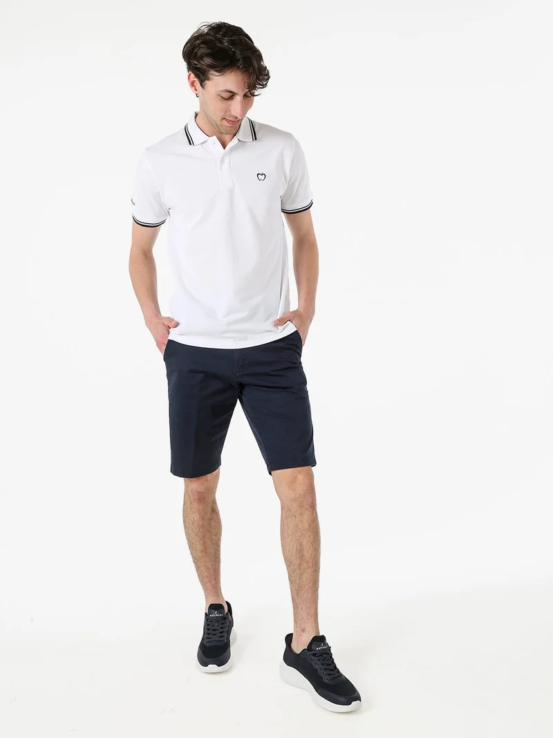 Bermuda da uomo in cotone stretch - blu scuro