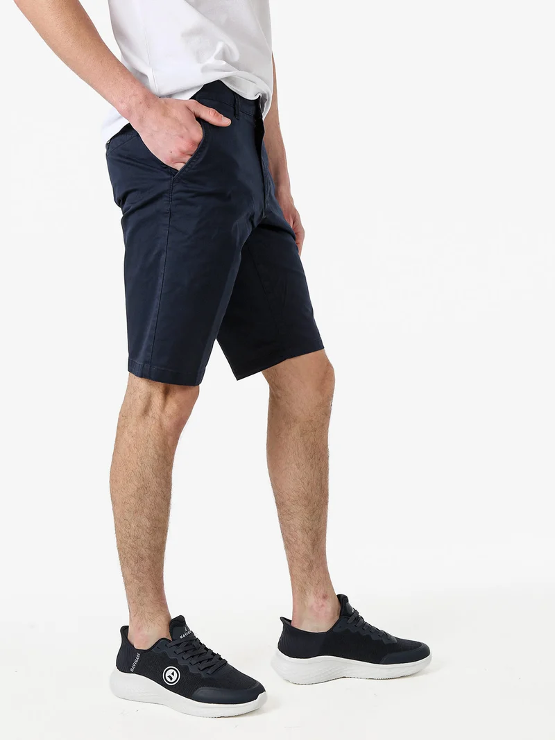 Bermuda da uomo in cotone stretch - blu scuro