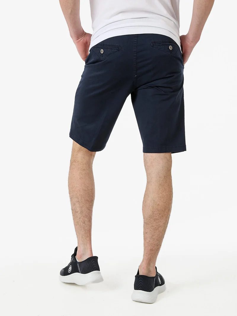 Bermuda da uomo in cotone stretch - blu scuro