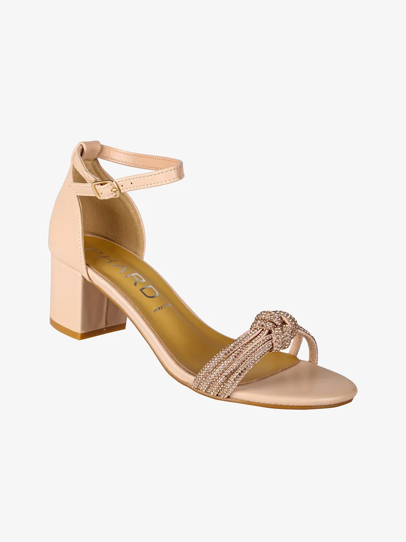 Sandali donna con tacco largo e tallone chiuso - nudo