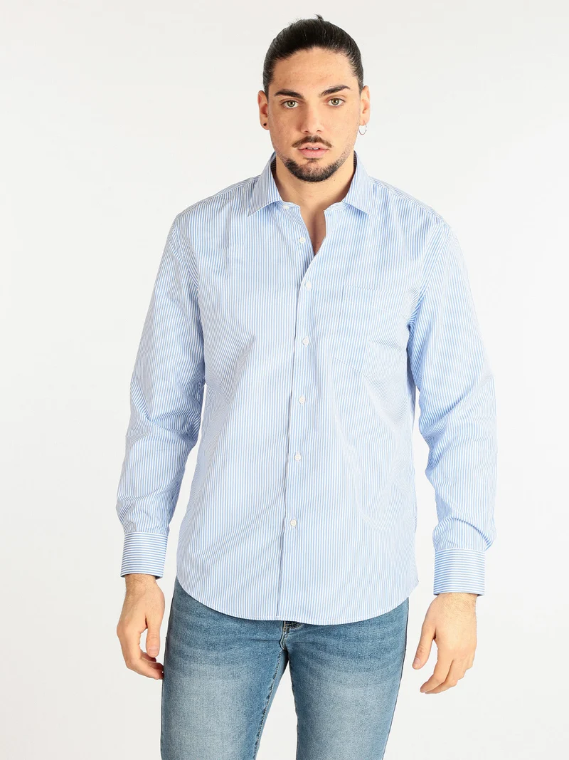 Camicia uomo modello regular fit a righe - azzurro