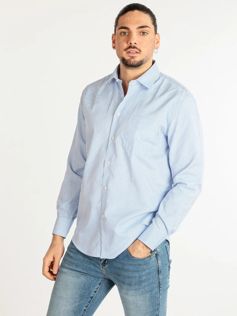 Camicia uomo modello regular fit a righe - azzurro