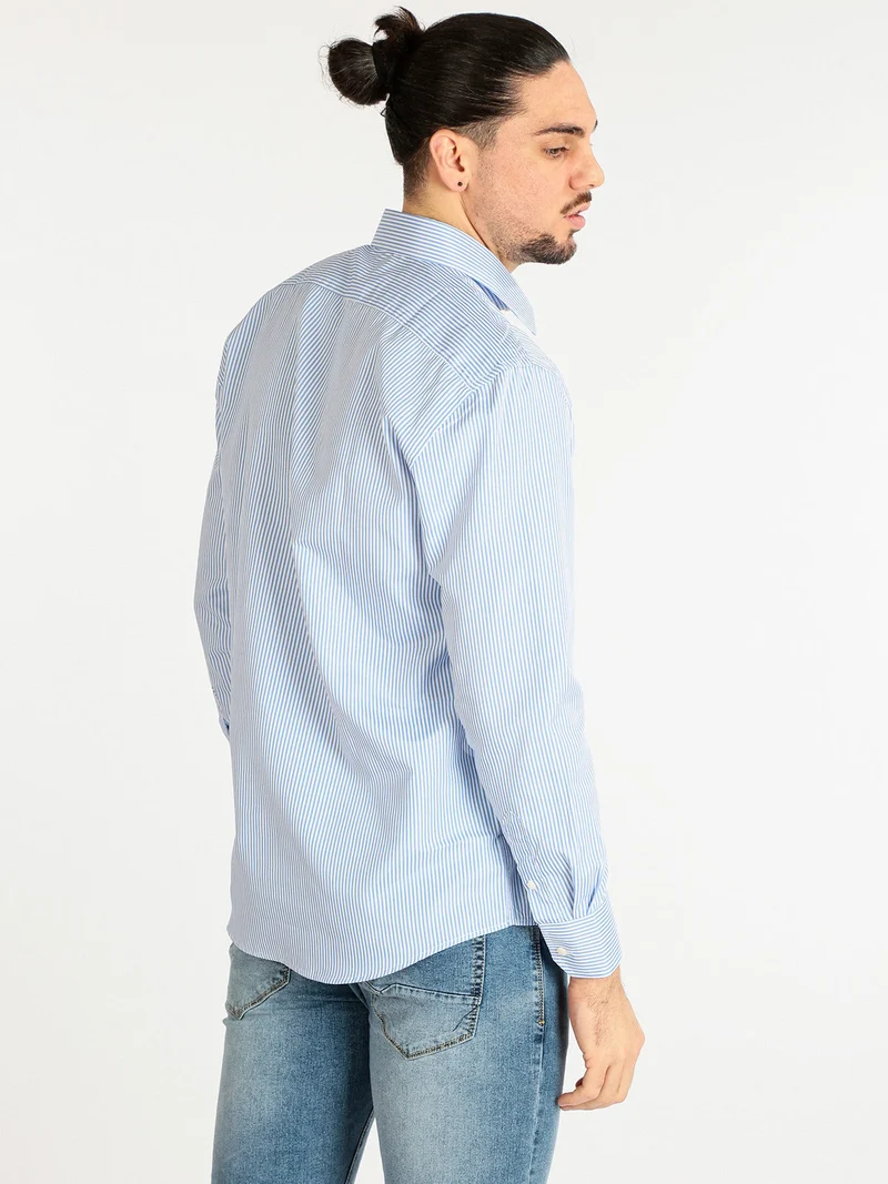 Camicia uomo modello regular fit a righe - azzurro