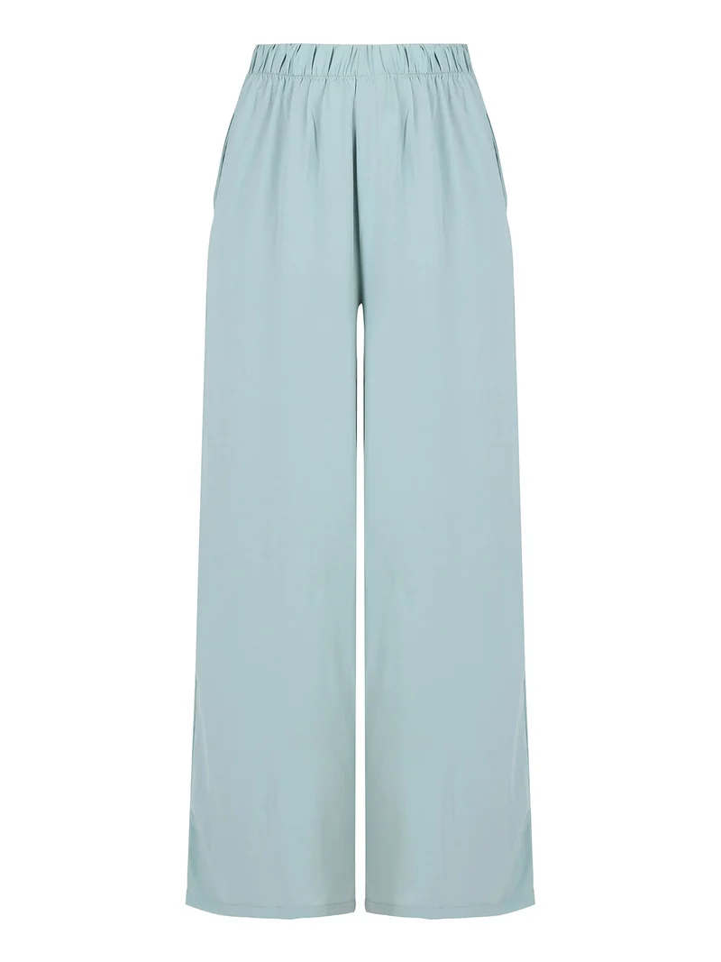 Pantaloni leggeri da donna a gamba larga - verde