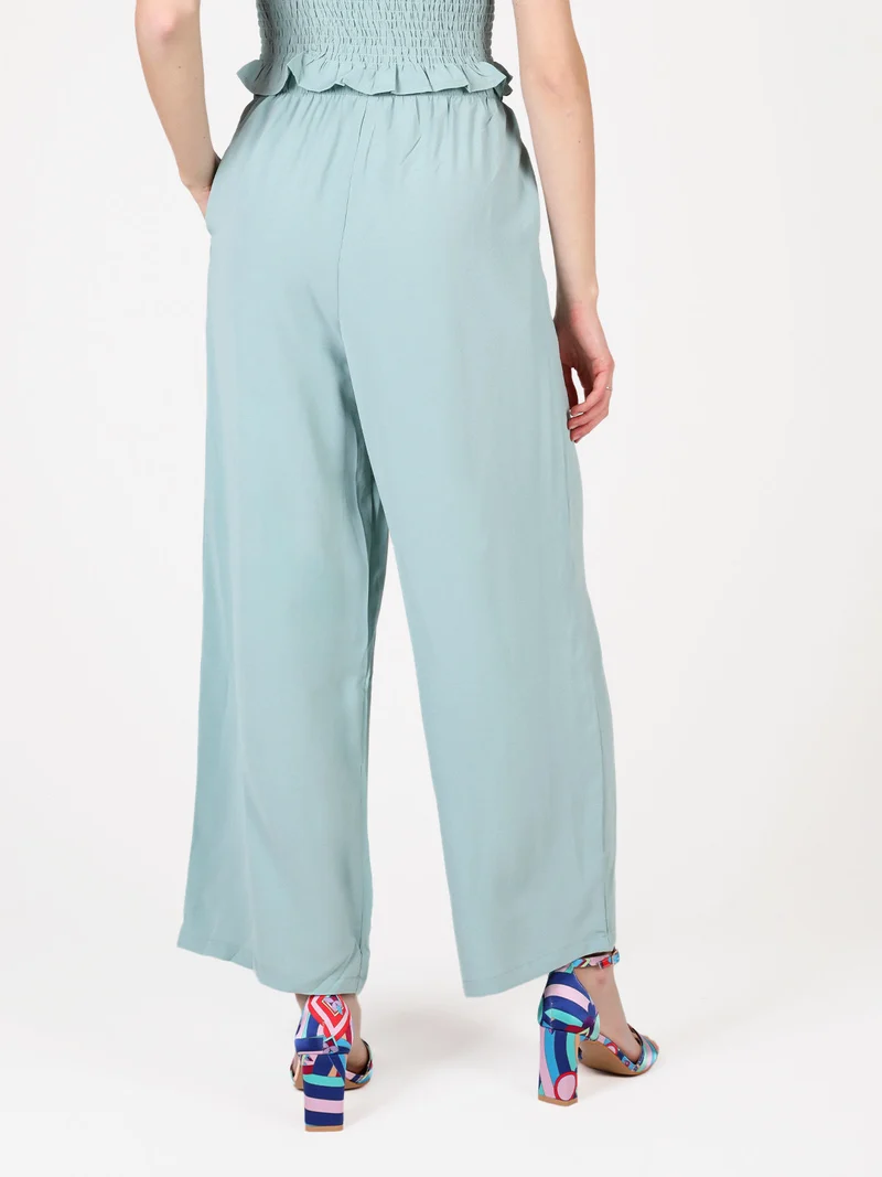 Pantaloni leggeri da donna a gamba larga - verde