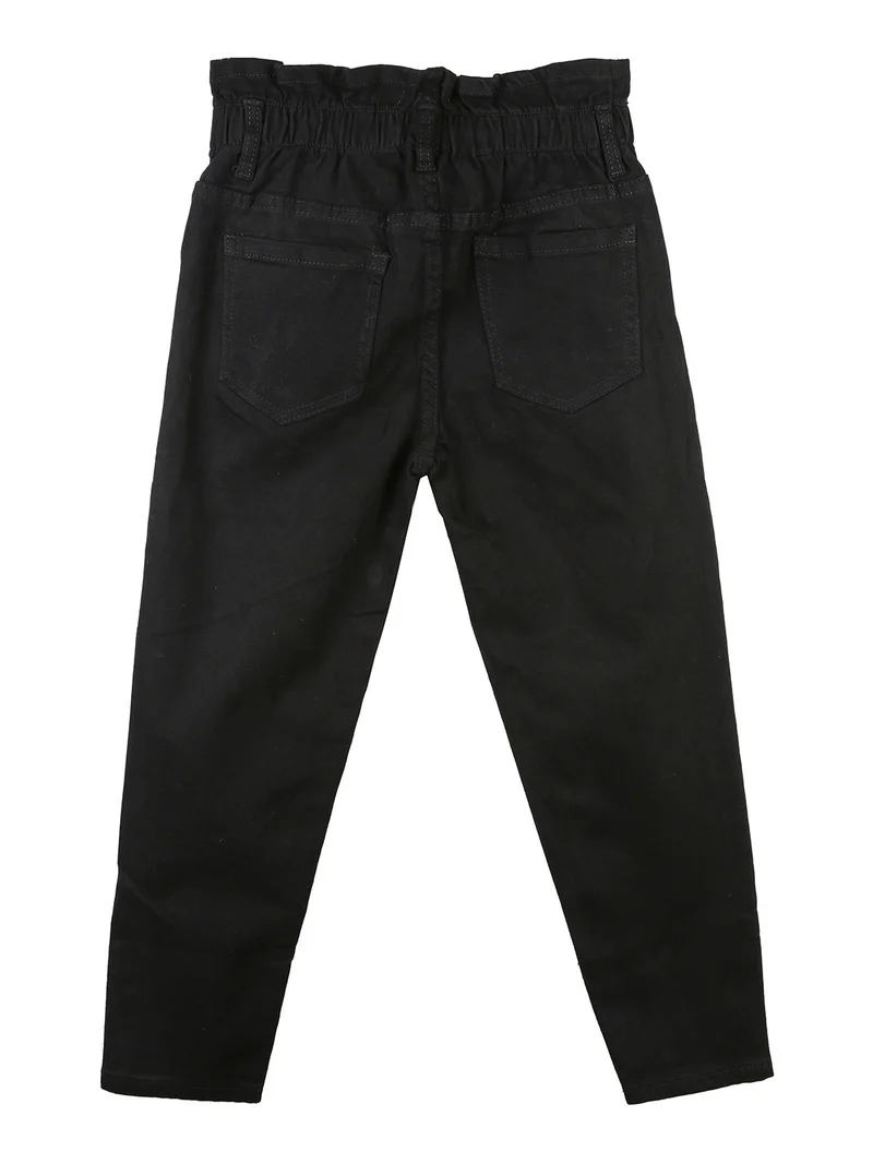 Jeans nero da bambina a vita alta - nero
