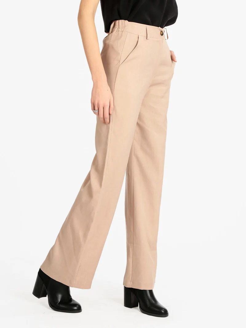 Pantaloni donna a gamba larga - khaki