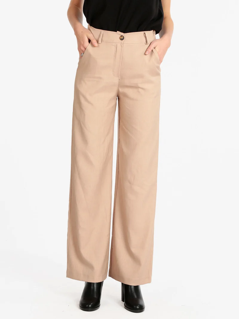 Pantaloni donna a gamba larga - khaki