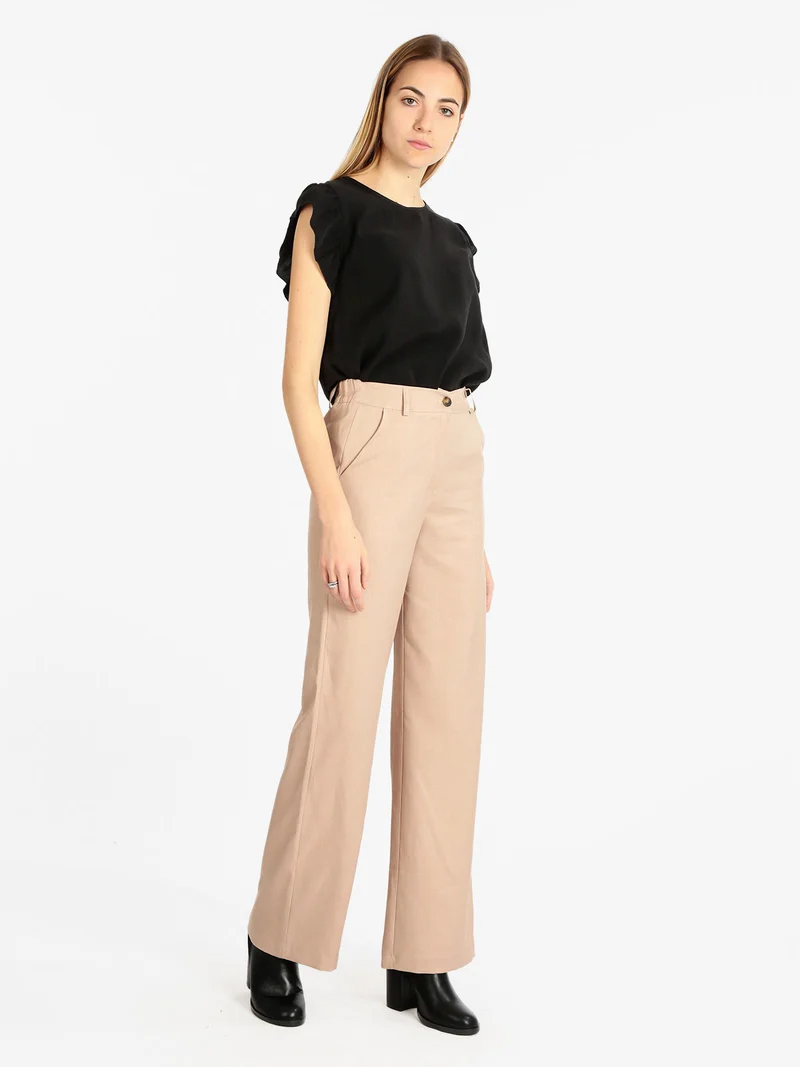 Pantaloni donna a gamba larga - khaki