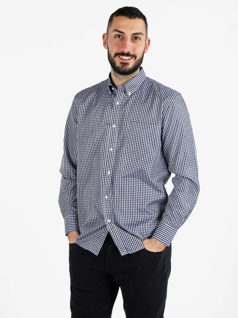 Camicia uomo a quadretti regular fit - nero