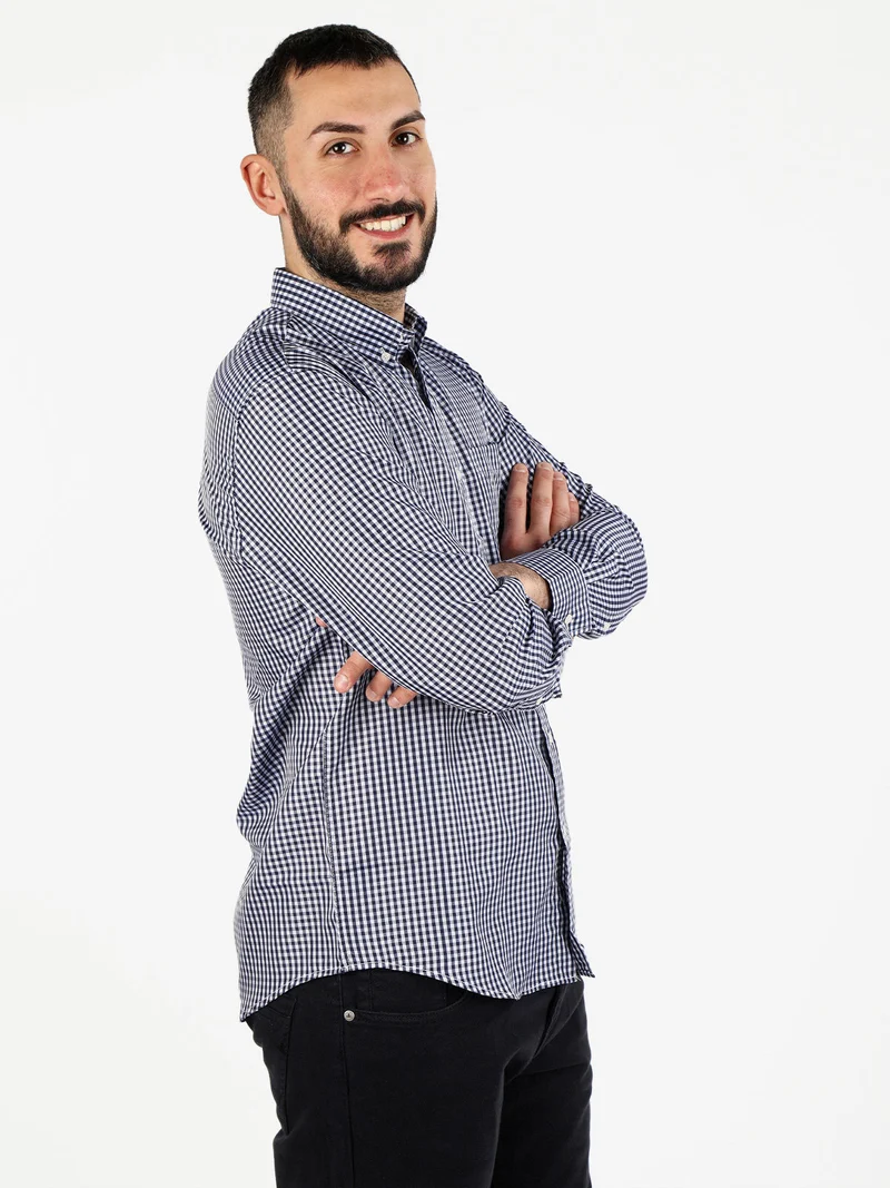 Camicia uomo a quadretti regular fit - nero