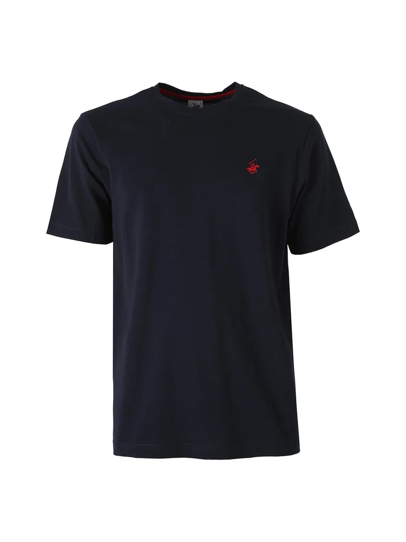 T-shirt girocollo da uomo in cotone - blu scuro