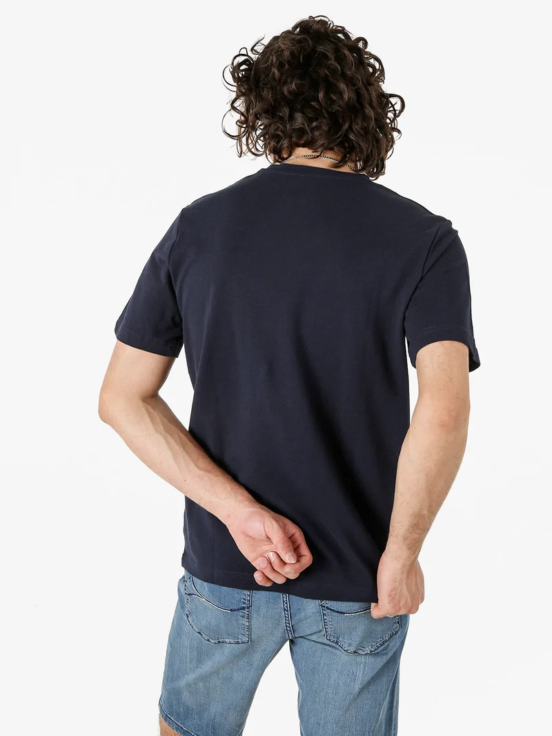 T-shirt girocollo da uomo in cotone - blu scuro