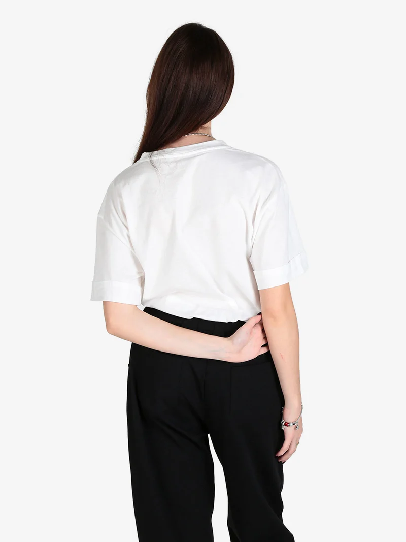 T-shirt donna oversize con stampa - bianco