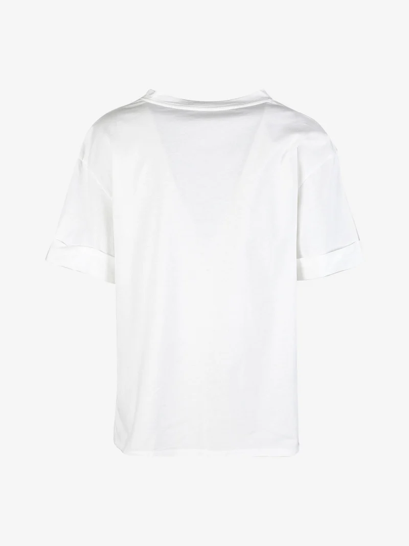 T-shirt donna oversize con stampa - bianco