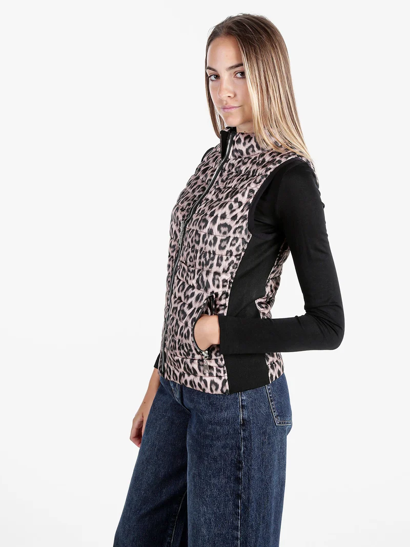 Gilet donna animalier imbottito reversibile - nero