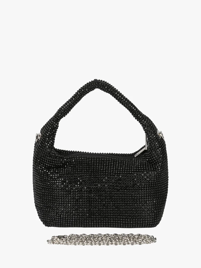 Borsa a mano con strass - nero