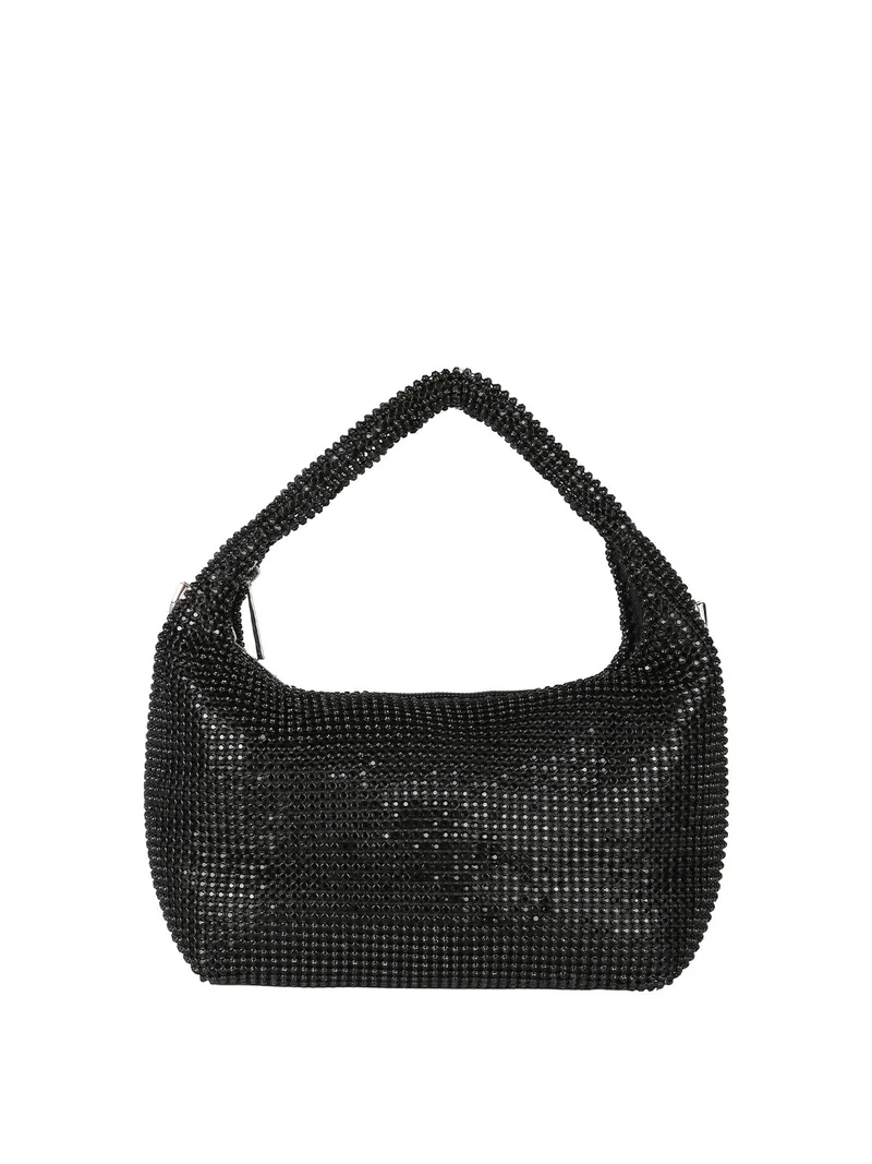 Borsa a mano con strass - nero