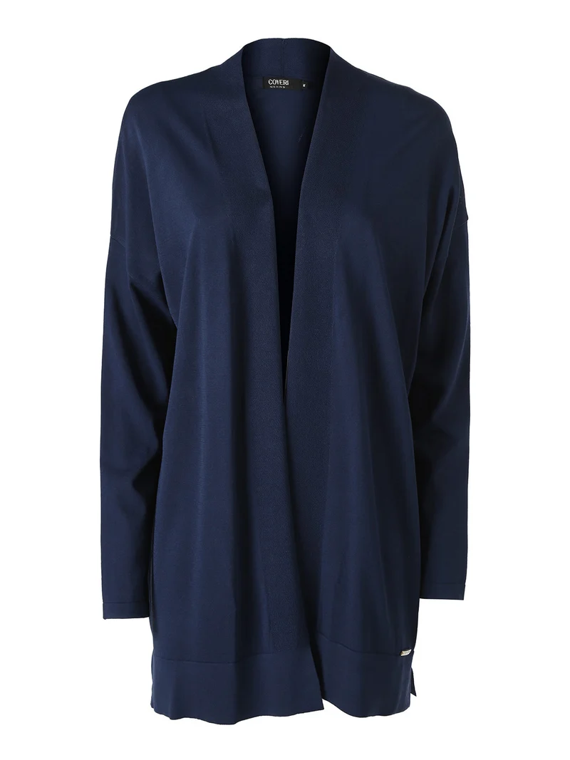 Cardigan donna in maglia leggera senza chiusura - blu scuro