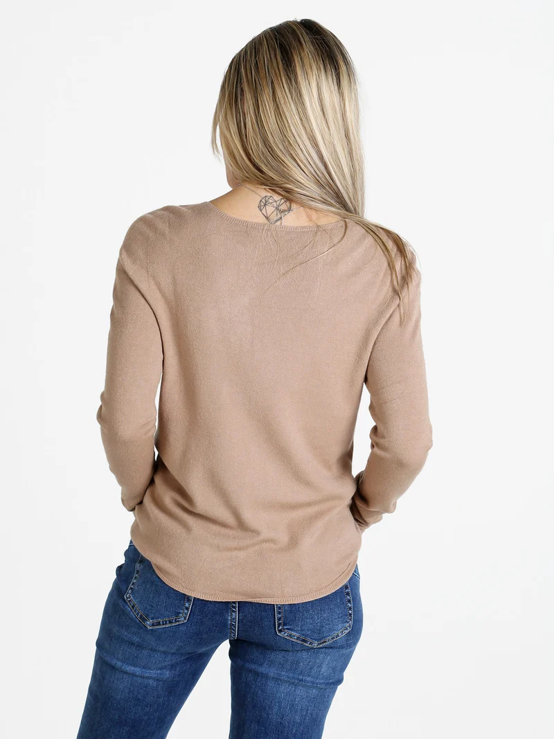 Pullover donna in maglia misto lana - taupe