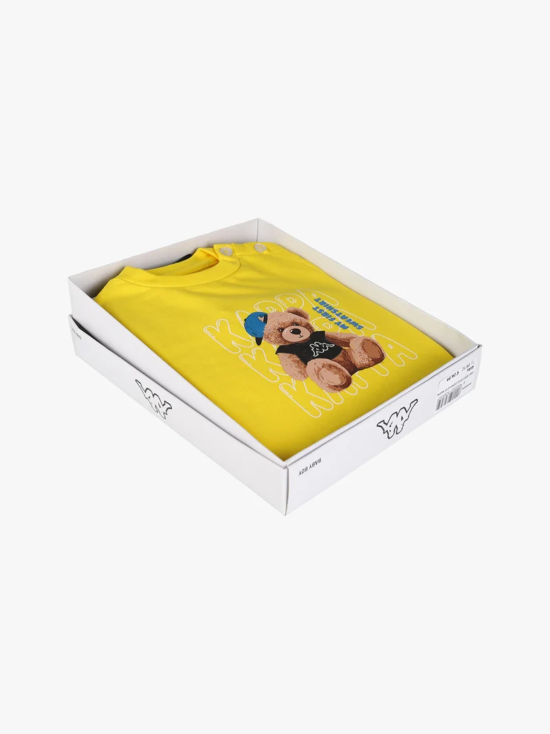 Completo tuta da neonato 2 pezzi con felpa orsacchiotto e pantaloni in cotone - giallo