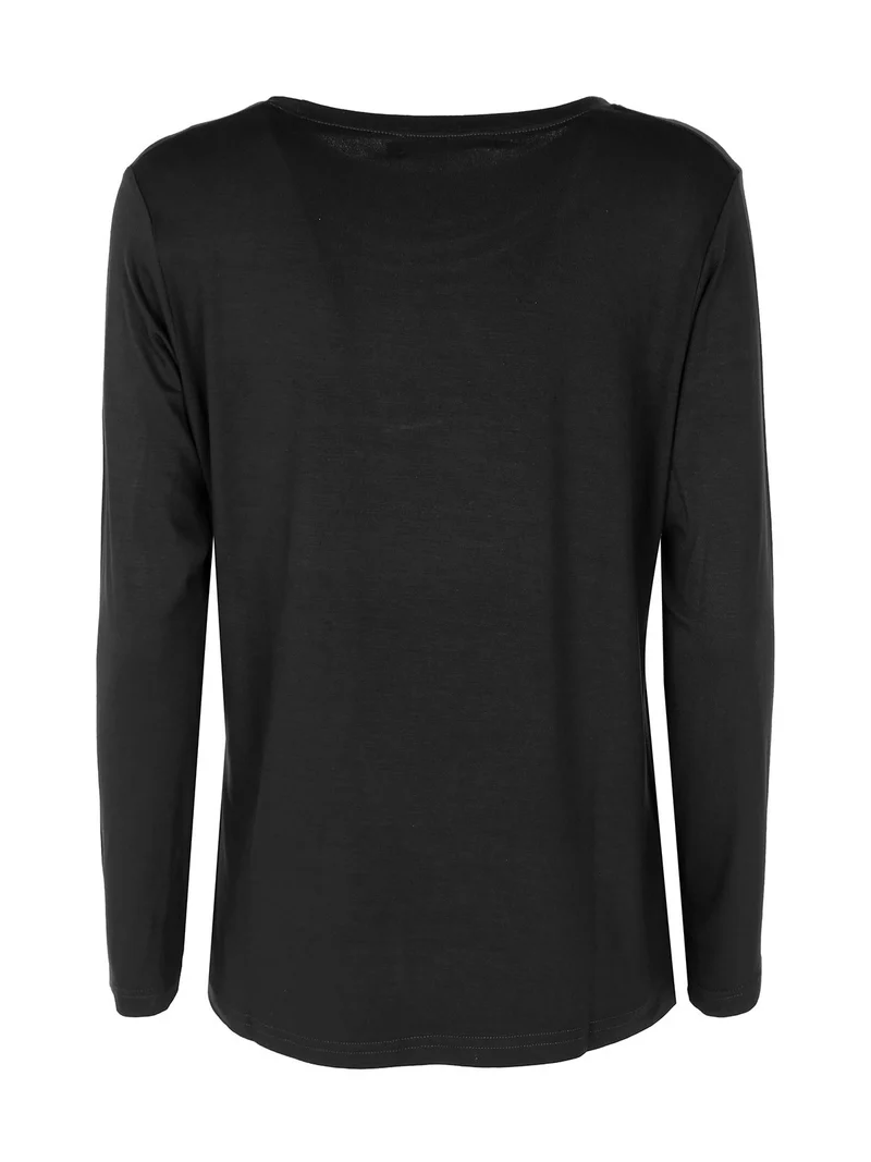 Maglia girocollo da donna con stampa - nero